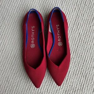 Rothy’s The point pointed toe flats red classic slip on